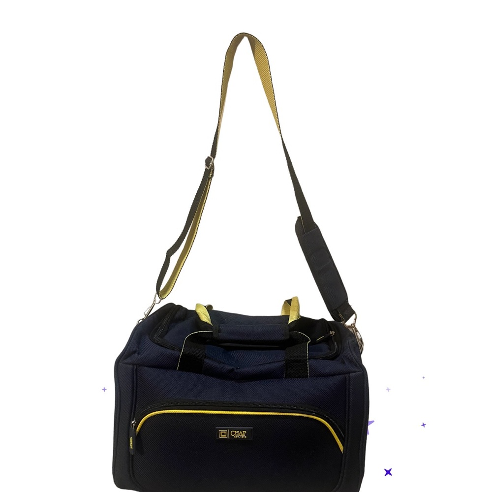 Ralph Lauren Chaps Duffle Bag Carry-On Blue Yellow Travel Fast Shipping